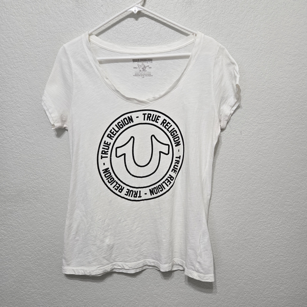 True Religion White Graphic Tee Size L